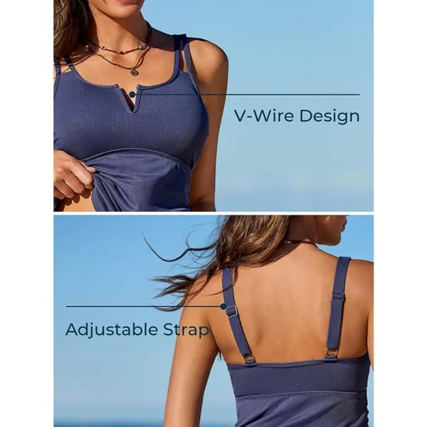 Boutique Summer Mae SMALL Tankini Swimsuit Two Piece Tummy Control Bathing Shorts Blue - Image 3