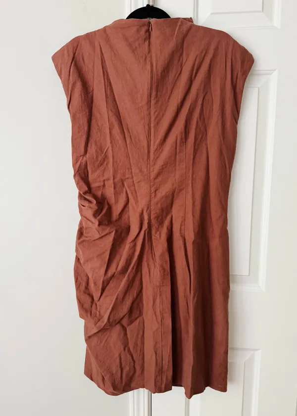 Anthropologie The Maya Ruched Cowl-Neck Linen Blend Mini Dress, Size XL - Image 10