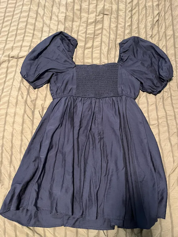 Pleated Dress Blue Size L - Image 2