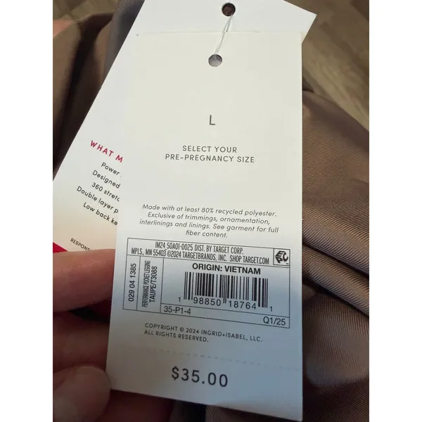 Isabel Maternity Performance Pocket Leggings Full Panel Taupe Brown Large NWT - Image 12
