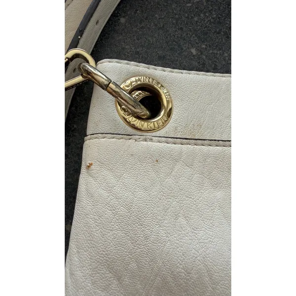 Calvin Klein Sonoma Ivory Faux Leather Crossbody Bag Gold Hardware - Image 5