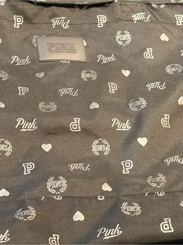 PINK Victoria's Secret Black Logo-Print Weekend Tote - Image 5