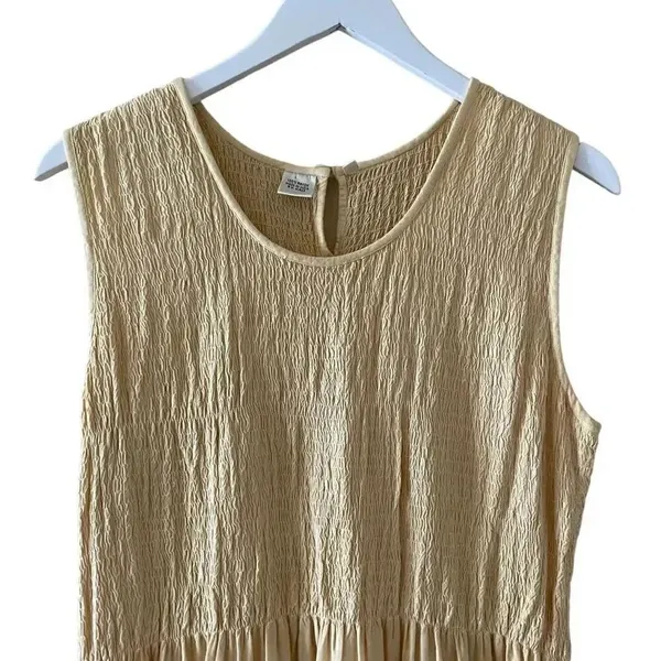 Rayon Sleeveless Milk Maid Yellow Maxi Soft Pockets Womens Dress SZ L #1007 - Image 2