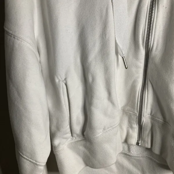 Abercrombie & Fitch Hoodie Womens Medium White Cropped Soft Zip Up Sweatshirt - Image 3