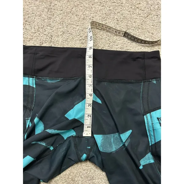 Lululemon Run Top Speed Crop Leggings Sz 8 Peacock Blue Black‎ Pocket Luxtreme - Image 6