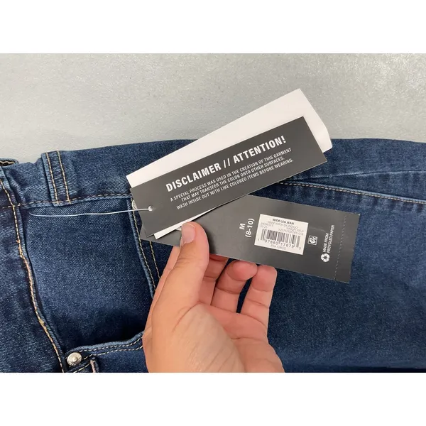 Madden NYC Womens Wide Leg Jeans Crossover Waist Blue Denim Medium 8-10 - Image 4