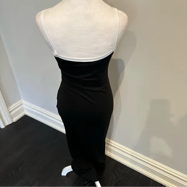 White Fox Black Maxi Dress White Straps - Image 2