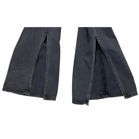 PISTOLA Alexa High Rise Flare‎ Jeans 28" Black Split Hem Goth Grunge Minimalist - Image 7