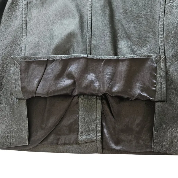 Vintage Bagatelle Leather Jacket Women's Button Front Minimalist 90s Black Sz L‎ - Image 11