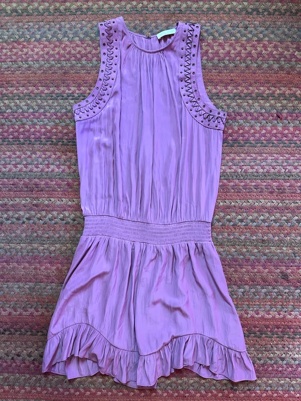 Ramy Brook Purple Whip Stitch Ruffle Mini Dress - Image 4