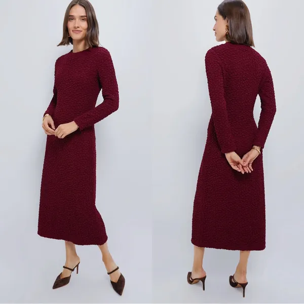 Hyacinth House • Tuckernuck Maroon Textured Madison Maxi Dress midi stretch knit - Image 13