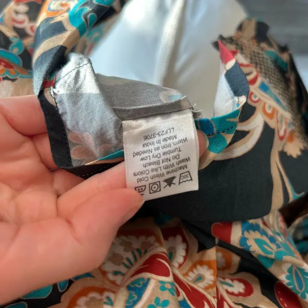 Love the Label Anthropologie Navy Gathered Ruffle Blouse Longsleeve Size XS - Image 7