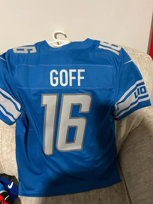Men's Detroit Lions Jared Goff Nike Blue Game Jersey - Image 4