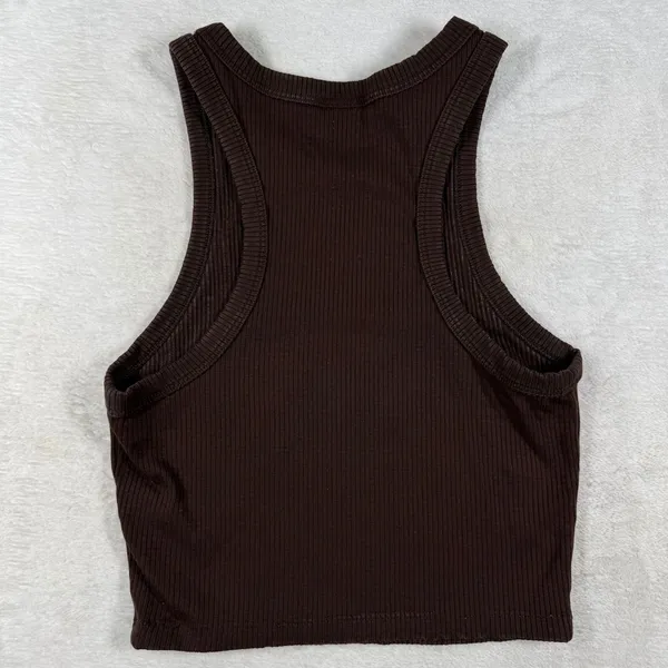 Sunday Best Aritzia Brown Honor Ribbed Racerback Crop Tank Top XS 88034 - Image 7
