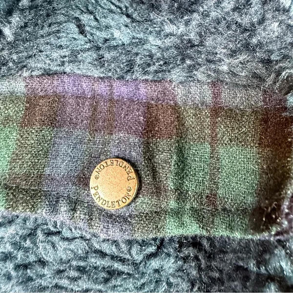 Pendleton sherpa zip up plaid mid weight soft fleece collared sweater jacket - Image 5