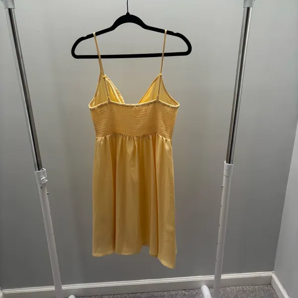 SHEIN Sunny Yellow Tie-Front Spaghetti Strap Button Dress - Image 6