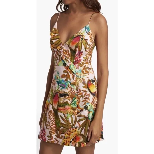Farm Rio Into the Jungle Mini Dress Tropical Print, XS Linen $190 NWT - Image 2
