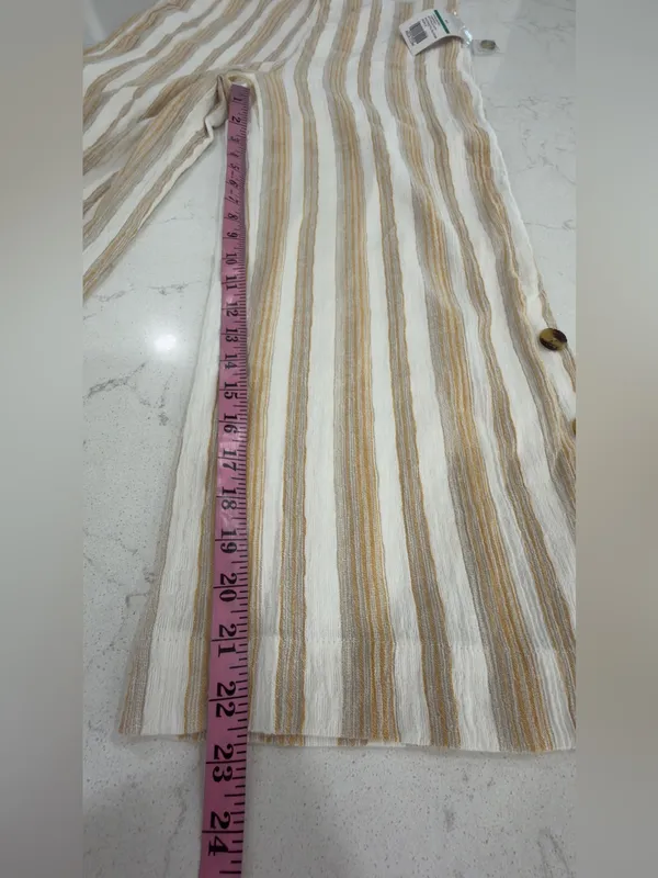 High-Rise Striped Cropped Wide-Leg Pants in Beige capris - Image 7