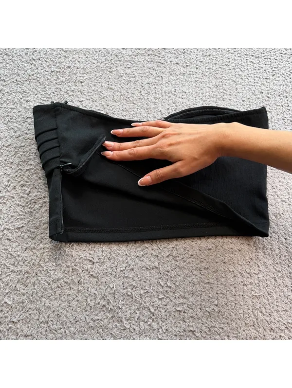 ZARA Black Pleated Strapless Sweetheart Bustier Crop Top Women’s M - Image 5