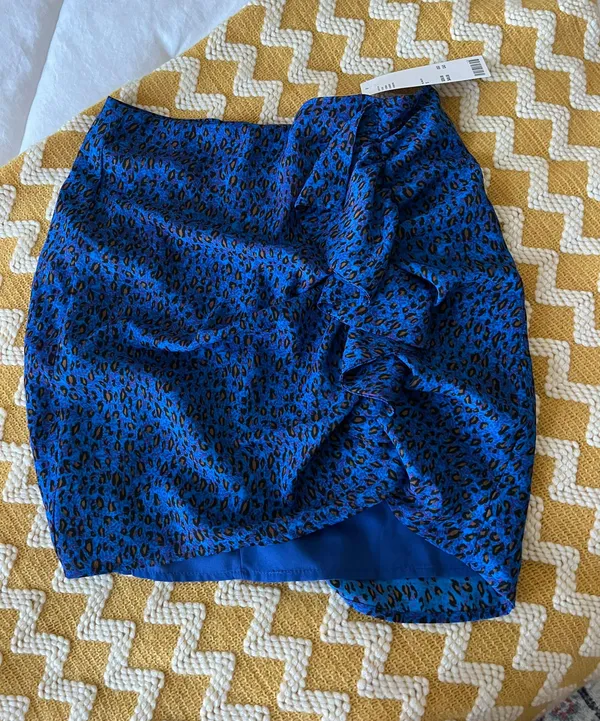 Urban Outfitters Blue Leopard Print Mini Skirt - Image 4