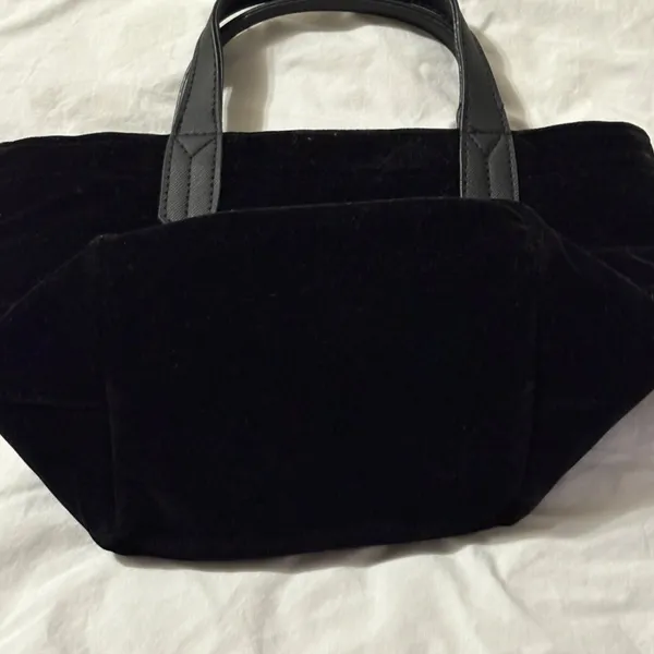 Scout Velvet Black Mini Tote With Dual Handles & Gold Quilted Interior Zip Close - Image 9