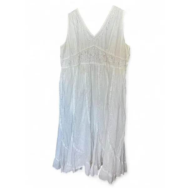 Vintage Maxi Dress 90s Iridescent Embroidered Cottagecore Whimsical Fairy Grunge - Image 2
