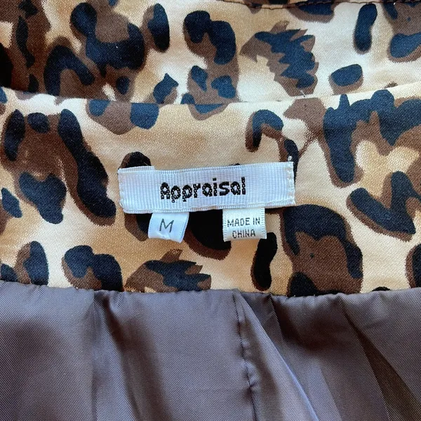Leopard Animal Print Trench Coat Jacket by Appraisal fully lined, pockets size M Tan Size M - Image 9