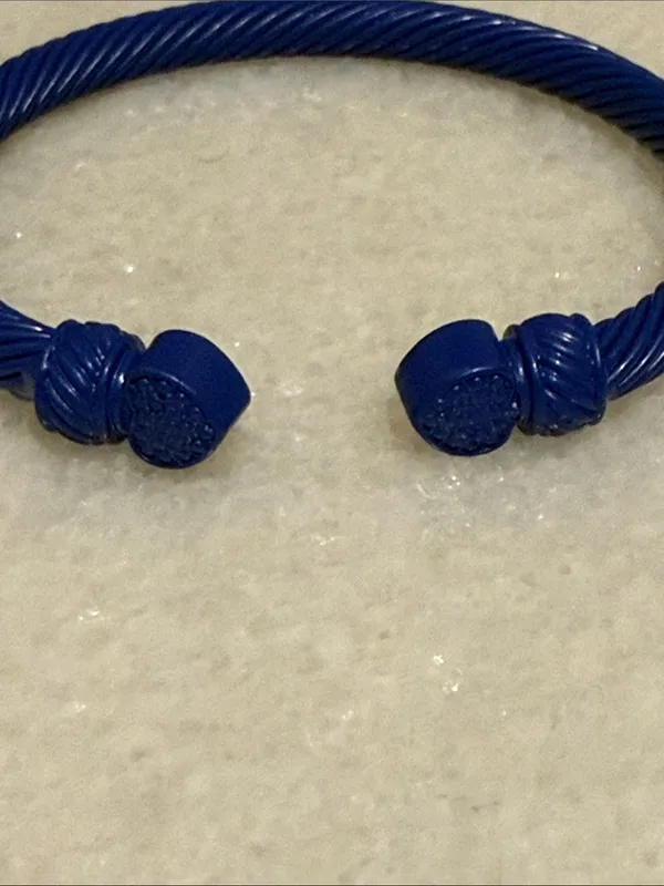 Plunder Cobalt Blue Twisted Cable Open Cuff Bracelet New - Image 3