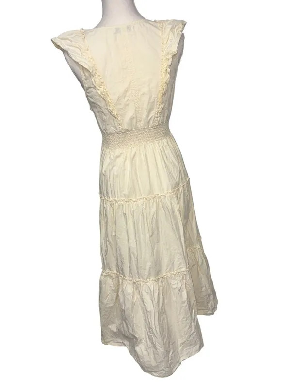 Derek Lam 10 Crosby x RTR Tiered V-Neck Dress in Butter yellow 4 Womens - Image 6