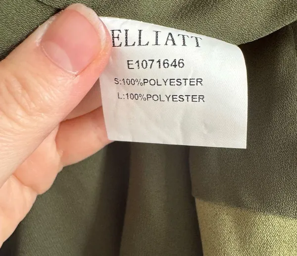 Elliatt Camo Green Asymmetric Satin Halter Mini Dress Size XS - Image 8