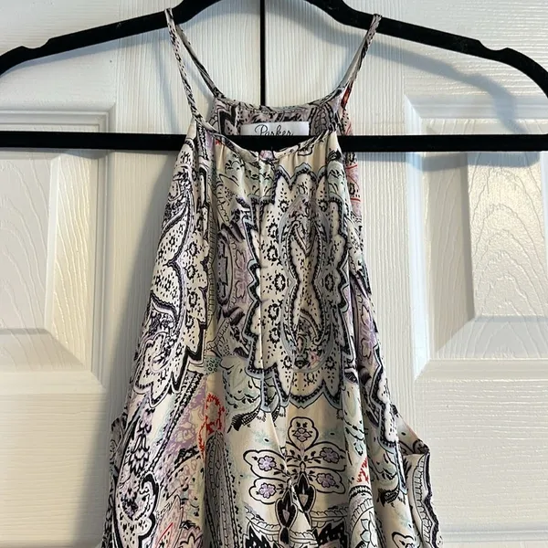 PARKER Women’s Paisley & Flower Elastic Waistband Ruffled Dress Size S - Image 3