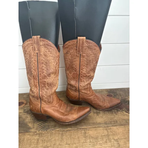 Dan Post Womens Cognac Leather Western Cowboy Boots DP3463 Snip Toe Size 7 M - Image 3