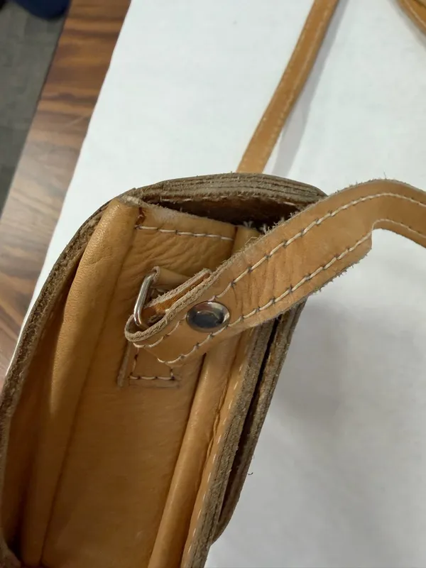Vintage Y2K Leather Small Crossbody Bag Purse Tan Boho Western Heritage Festival - Image 10