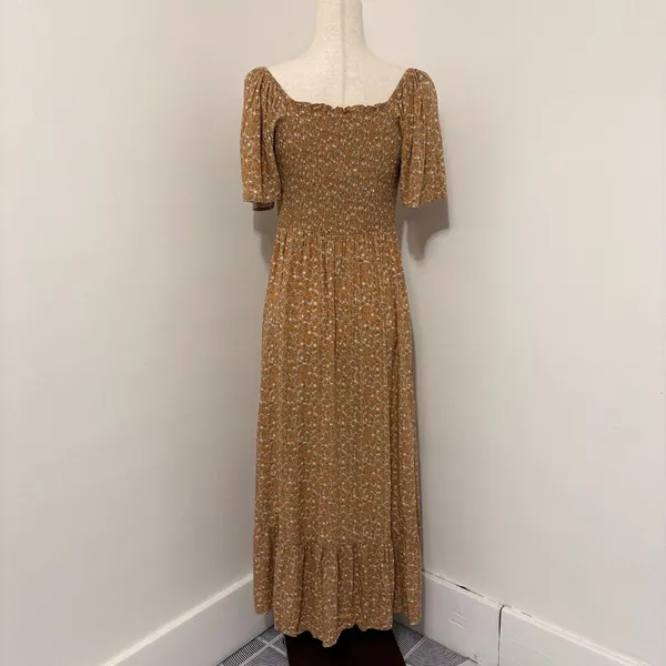 Pinkblush NWT Heyson Mustard Floral Smocked Maternity Maxi Dress Sz M - Image 5