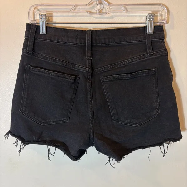 Madewell‎ High-Rise Denim Shorts Size 26 Black Button Fly Raw Hem G5167 - Image 4