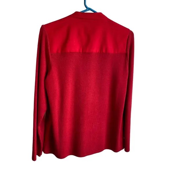 Vintage Tanjay‎ Red faux suede/knit zip up studded womens jacket sz M - Image 6