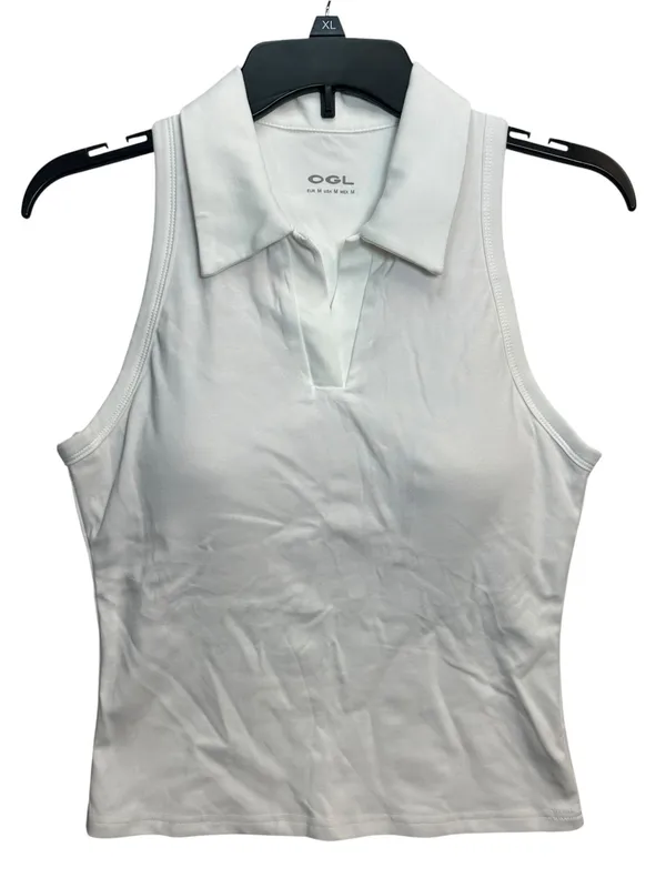 OGL Move Women’s Small White Sleeveless Polo Top Built In Bra Padded Stretch NWT - Image 3