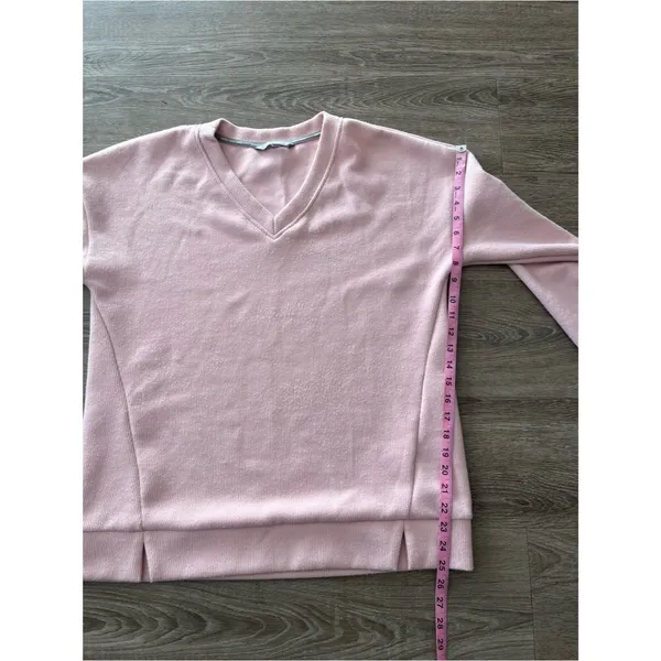 Marc New York V Neck Sweater Womens L Dusty Pink Ribbed Long Sleeve Sweatshirt - Image 11