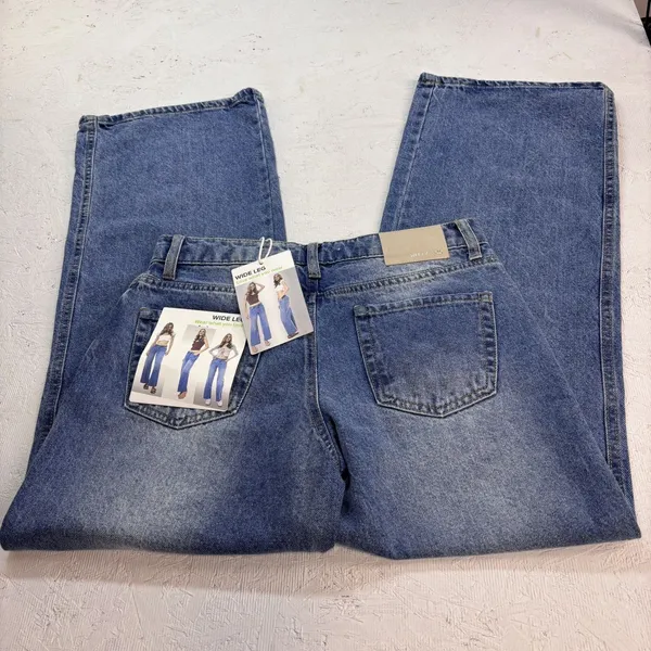 Witty Fox Jeans Women 5/27 Blue Cotton Denim Wide-Leg Travel Faded Stretch - Image 13