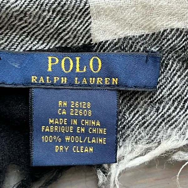 Polo Ralph Lauren Black and White Checkered Scarf wool preppy heritage unisex - Image 5