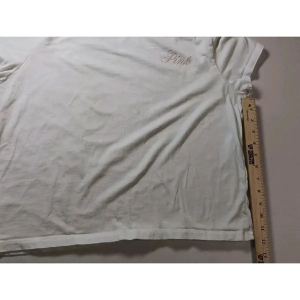 VS PINK Cropped Logo White‎ Graphic Tee Roadtrip Bound Large Athletic Gym - Image 8