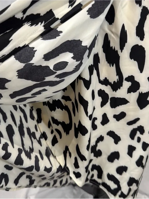 SheIn Animal print cross neck faux wrap midi dress size medium - Image 7