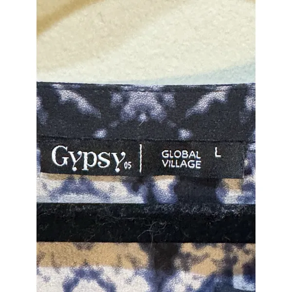 Gypsy 05 Global Village Women Silk Overlay Blouse‎ Flowy Top Size Large - Image 5