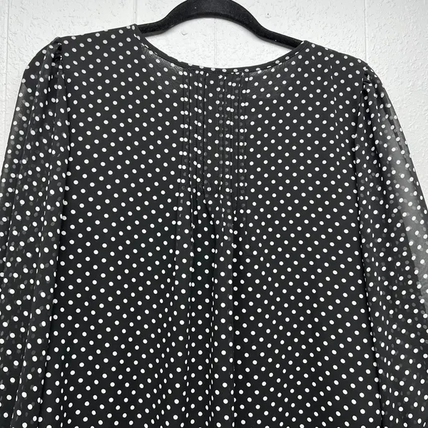 Tommy Hilfiger Polka Dot Babydoll Sheer Top Womens Medium Office Career Formal - Image 7
