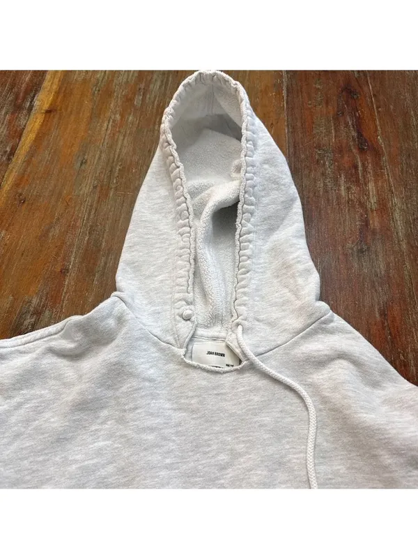 JOAH BROWN Pearl Grey French Terry Lounge Set Cropped Hoodie Joggers - Image 3