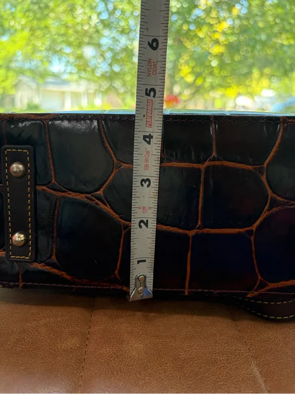 Dooney & Bourke Dark Brown Croc-Embossed Leather Tote - Image 8