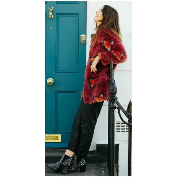 Free People RARE HTF Wrap Me Up Star Faux Fur Fun Jacket Coat‎ Blogger Fav Fall - Image 6