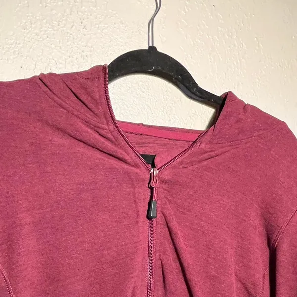 Pink-violet Women's Burgundy and Red Hoodie Zip-Up Medium Sweatshirt Jacket Y2K - Image 4