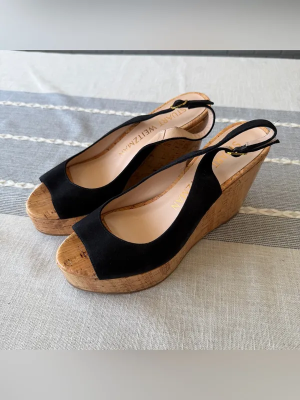 Stuart Weitzman Riviera Slingback Wedge Platform Sandals Size 7.5 - Image 5
