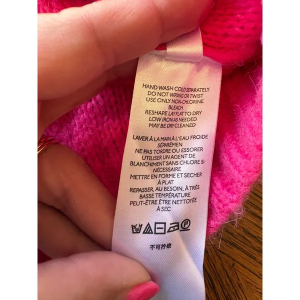 Anthropologie Pink Wool Alpaca Blend V-Neck Chain Trim Sweater Small‎ - Image 6